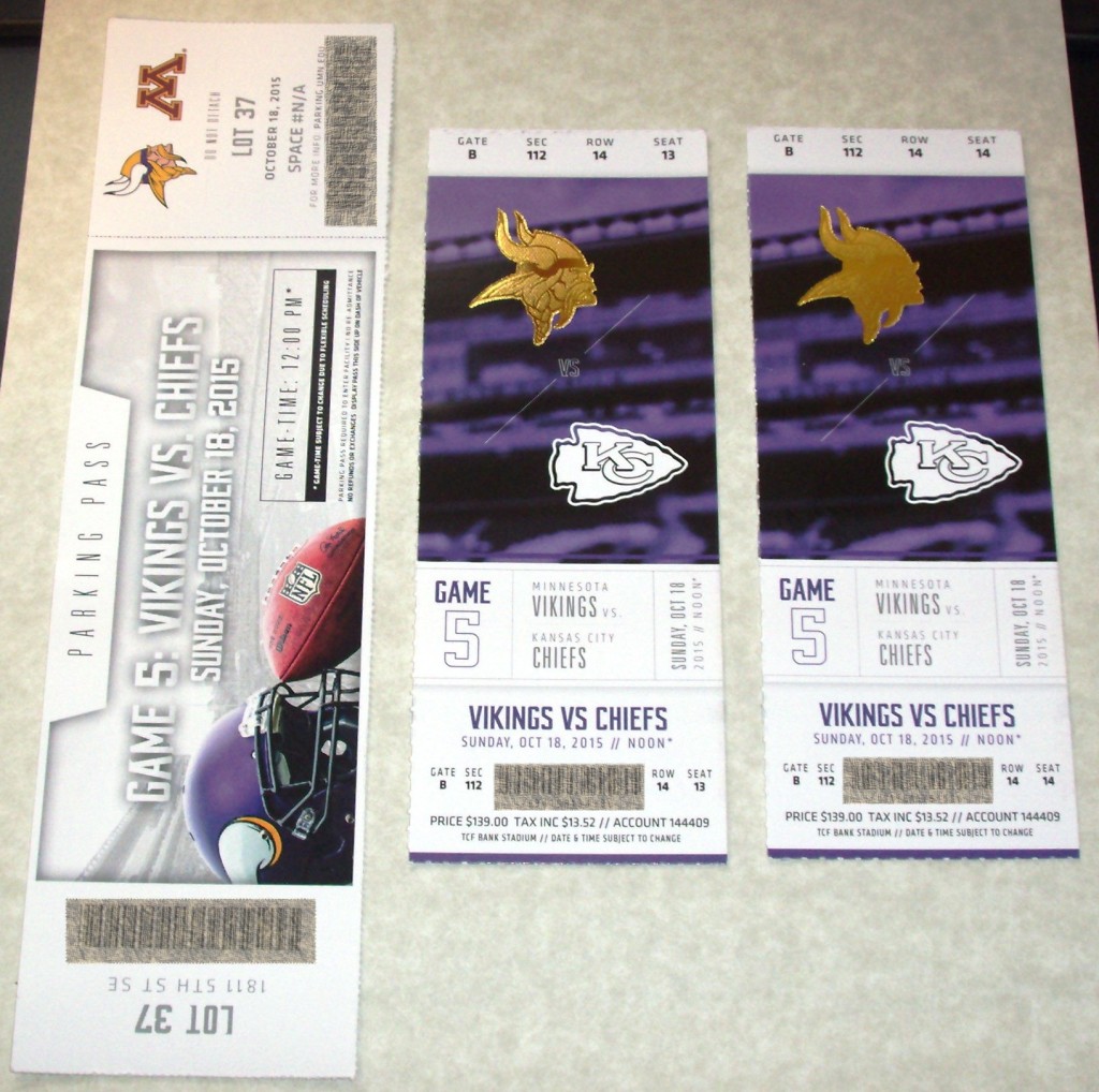 New lead item for the silent auction Vikings tickets! • Cedarwind